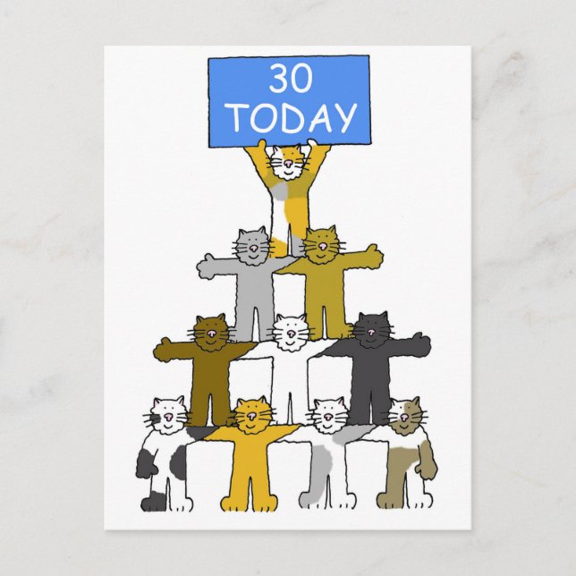 Carte Postale Joyeux 30e anniversaire pour Amoureux des chats (Devant)