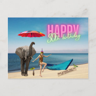 Carte Postale Joyeux 30ème anniversaire amusant et funky