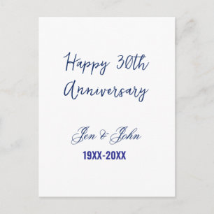 Carte Postale Joyeux 30ème anniversaire de mariage bleu royal te