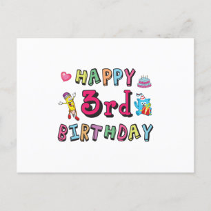Carte Postale Joyeux 3ème anniversaire voeux d'anniversaire 3 an