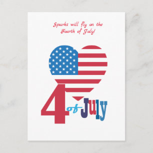 Carte Postale Joyeux 4 juillet Amérique USA Drapeau Patriotique 