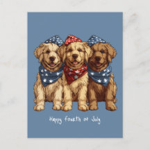 Joyeux 4 Juillet Chiens De Rétritrice D'Or