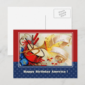 Carte Postale Joyeux 4 juillet. Conception patriotique vintage