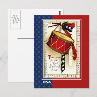Carte Postale Joyeux 4 juillet. Conception patriotique vintage