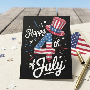 Carte Postale Joyeux 4 juillet Drapeau américain patriotique USA