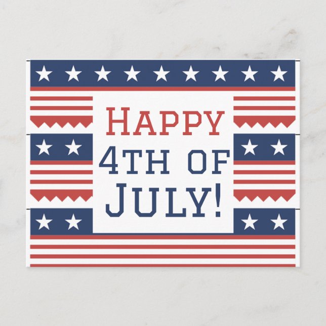 Carte Postale Joyeux 4 juillet fête de l'Indépendance (Devant)