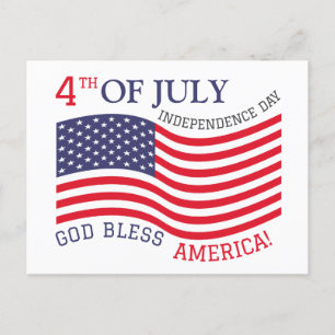 Carte Postale Joyeux 4 juillet Fête de l'Indépendance Rouge Blan