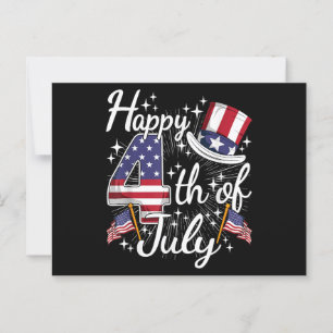Carte Postale Joyeux 4 juillet patriotique américain Drapeau US 