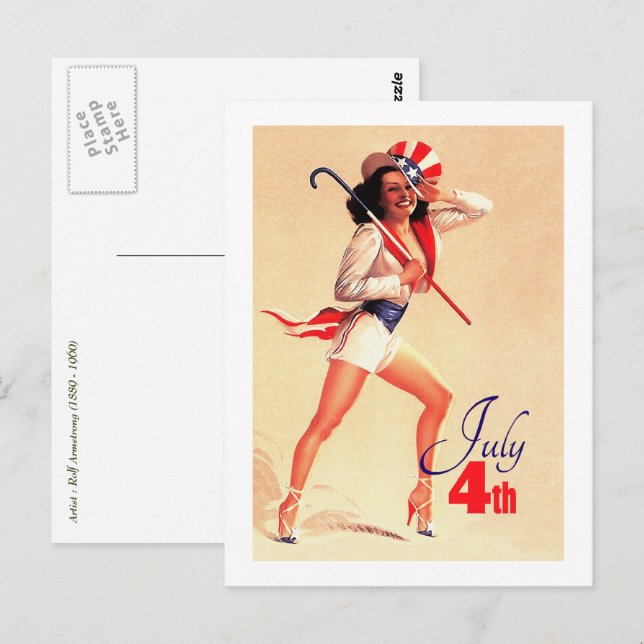 Carte Postale Joyeux 4 juillet. Porte-monnaie vintage (Devant / Derrière)