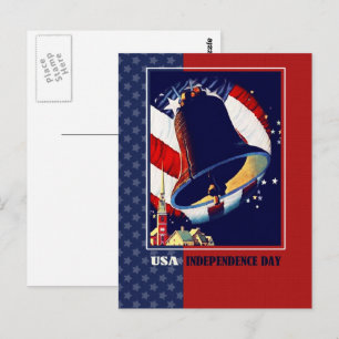 Carte Postale Joyeux 4 juillet. Vintage Liberty Bell Patriotique