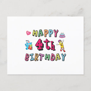 Carte Postale Joyeux 4ème anniversaire 4 ans vœux d'anniversaire