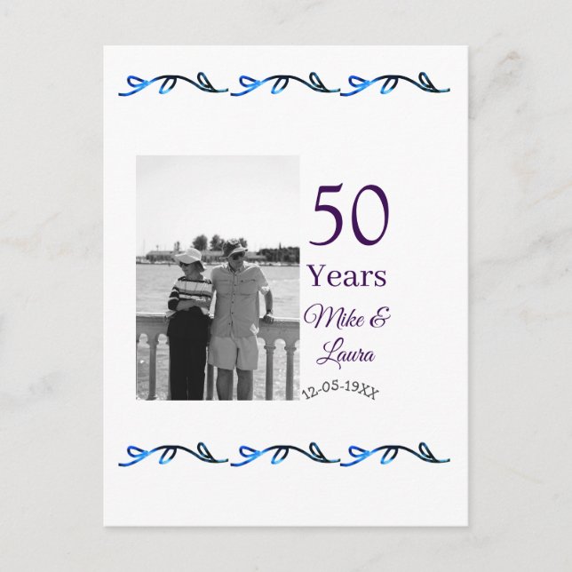 Carte Postale Joyeux 50e anniversaire ajouter nom du couple date (Devant)
