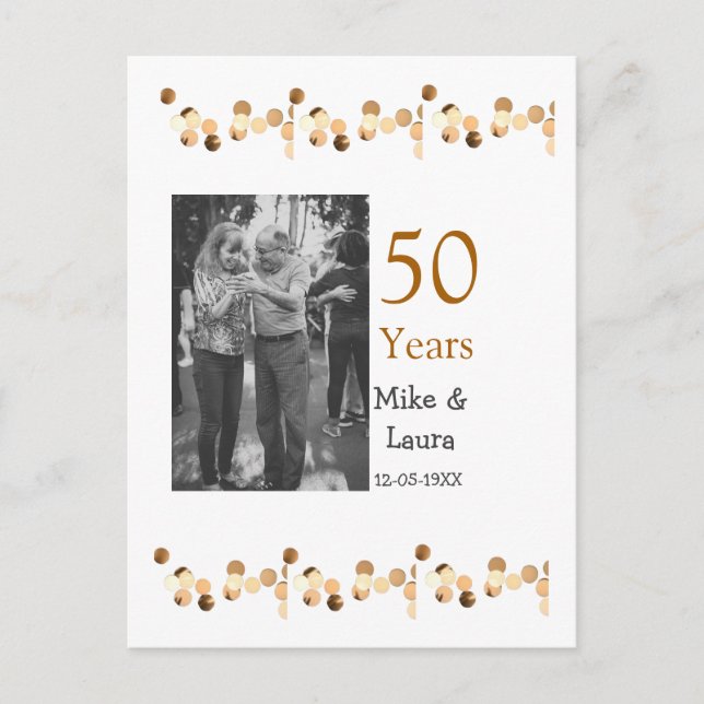 Carte Postale Joyeux 50e anniversaire nom du couple date mariage (Devant)