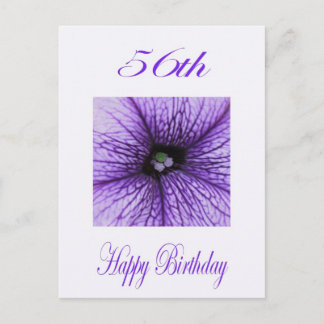 Carte Postale Joyeux 56e Birthday purple Blossom