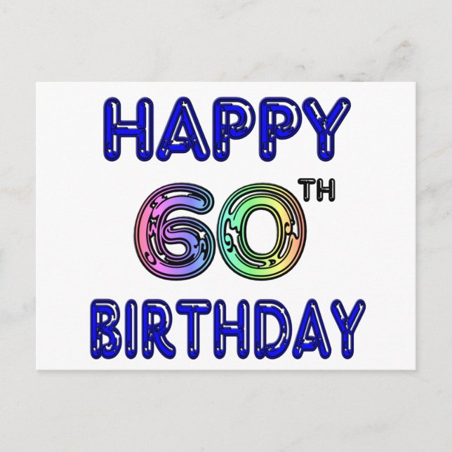 Carte Postale Joyeux 60e anniversaire cadeaux dans la police de  (Devant)