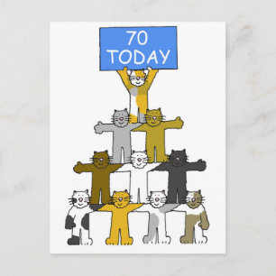 Carte Postale Joyeux 70e anniversaire Cartoon Cats