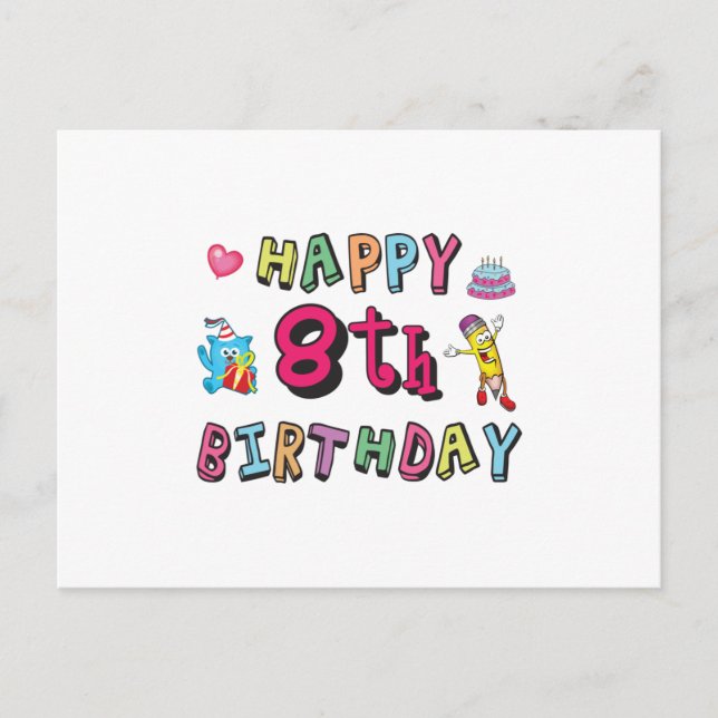 Carte Postale Joyeux 8ème anniversaire. Vœux du 8ème anniversair (Devant)