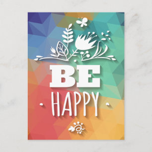 Carte Postale Joyeux Abstrait Floral Attitude Quote de vie