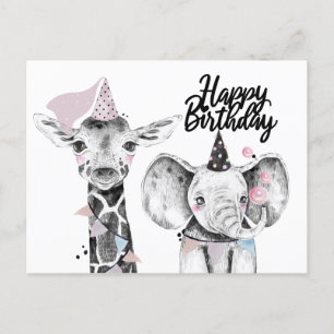 Carte Postale Joyeux Animaux de fête d'anniversaire