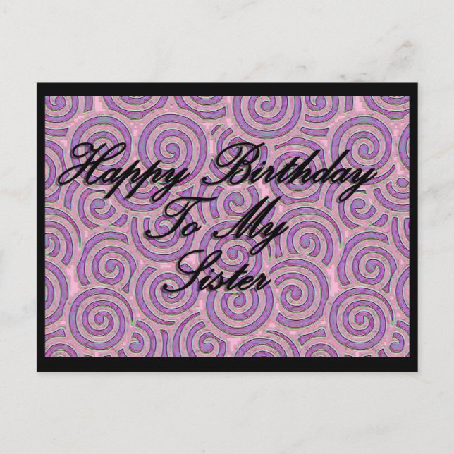 Carte Postale Joyeux Anniversaire À Ma Soeur (Devant)