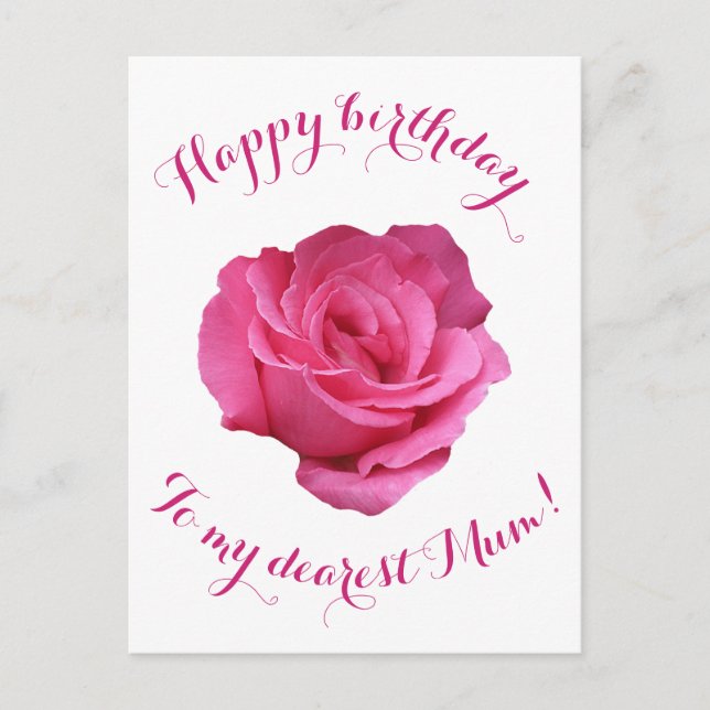 Carte Postale Joyeux anniversaire à maman joli rose rose amour f (Devant)