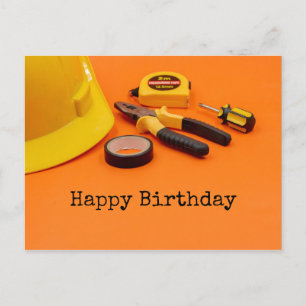 Carte Postale Joyeux anniversaire à Mécanique avec outils plier 