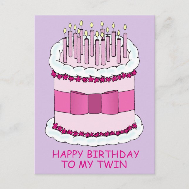 Carte Postale Joyeux anniversaire à My Twin Cake and Candles (Devant)