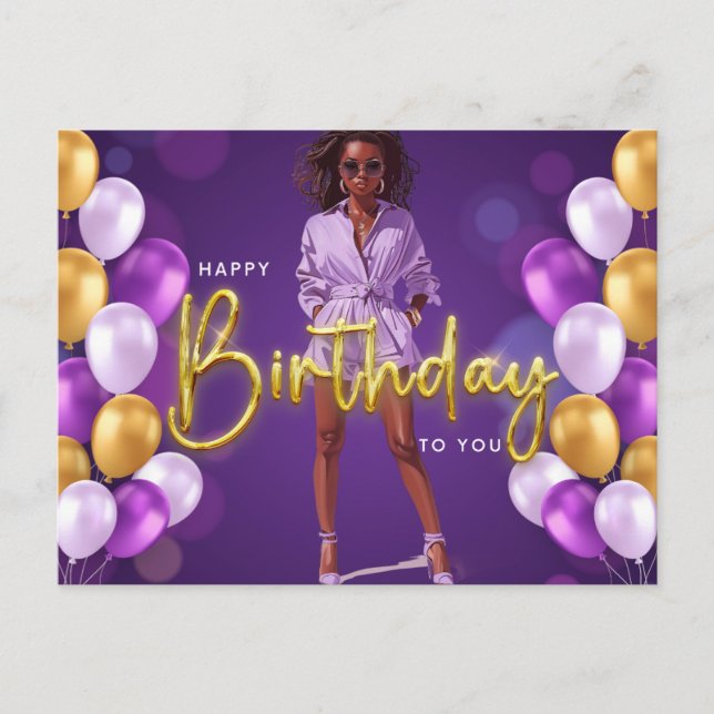 Carte Postale Joyeux anniversaire à toi, sœur à la mélanine, rei (Devant)