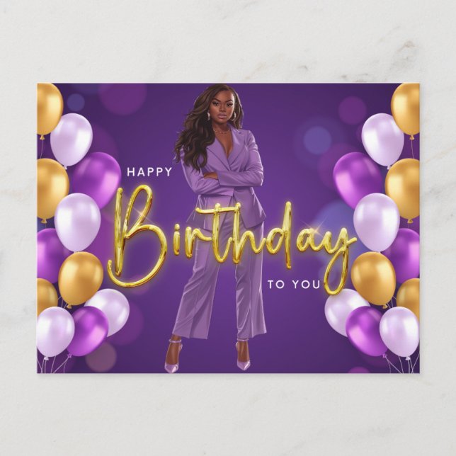 Carte Postale Joyeux Anniversaire À Toi Sœur Mélanine Reine Noir (Devant)