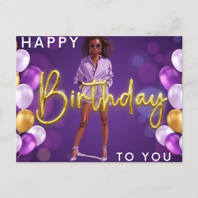 Carte Postale Joyeux Anniversaire À Toi Sœur Mélanine Reine Noir (Devant)