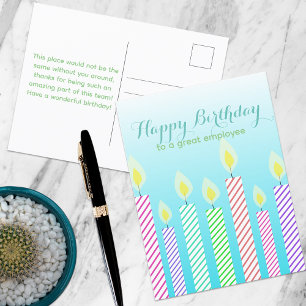Carte Postale Joyeux Anniversaire À Un Grand Employé Des Bougies
