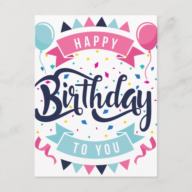 Carte Postale Joyeux anniversaire à vous confetti et le bunt (Devant)