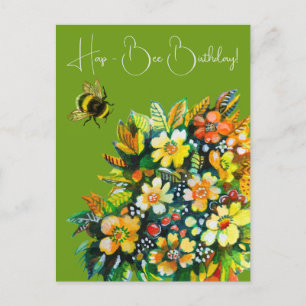 Carte Postale Joyeux anniversaire abeille