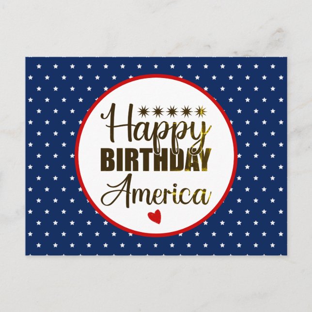 Carte Postale Joyeux anniversaire Amérique, Patriotique Rouge Bl (Devant)