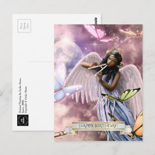Carte Postale Joyeux anniversaire. Angel avec papillons