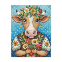 Joyeux anniversaire art folklorique avec vache au 