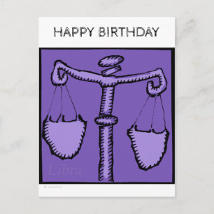 Carte Postale Joyeux anniversaire Astrologie Zodiac Libra Sign V