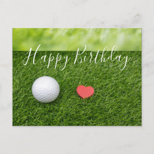 Carte Postale Joyeux anniversaire au golfeur avec amour et balle