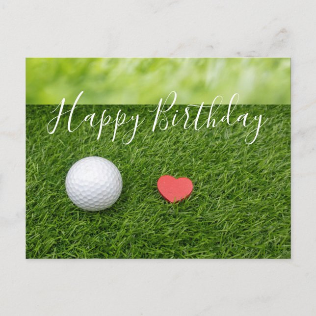 Carte Postale Joyeux anniversaire au golfeur avec amour et balle (Devant)