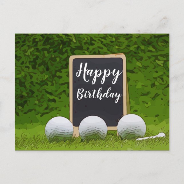 Carte Postale Joyeux Anniversaire au golfeur avec une balle de g (Devant)