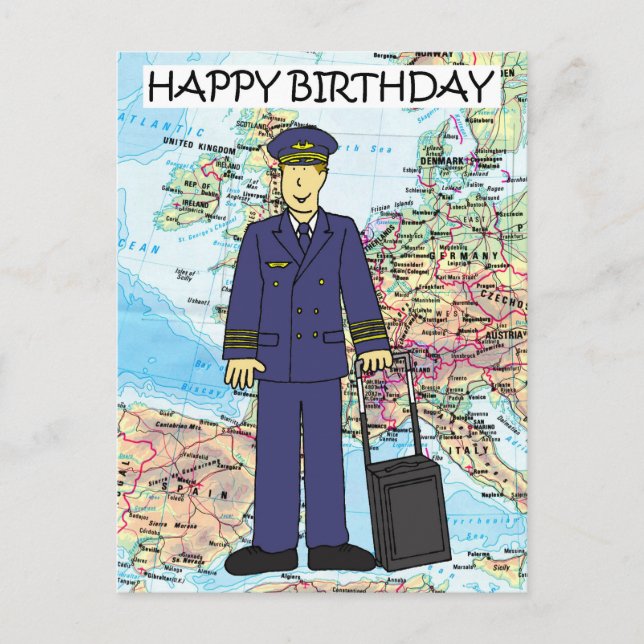 Carte Postale Joyeux anniversaire au pilote (Devant)
