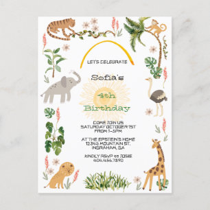 Carte Postale Joyeux Anniversaire aux Animaux Mignons de la Jung