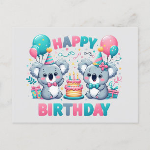 Carte Postale Joyeux anniversaire aux ours koalas mignons