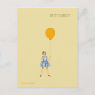 Carte Postale Joyeux anniversaire avec fille et ballon