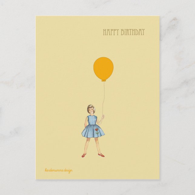 Carte Postale Joyeux anniversaire avec fille et ballon (Devant)