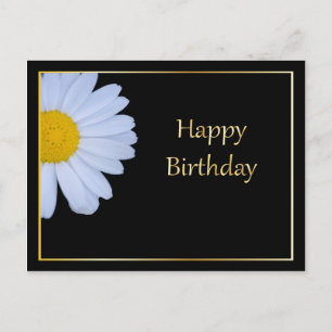 Carte Postale Joyeux anniversaire avec Fleur blanche et Bkgrd no