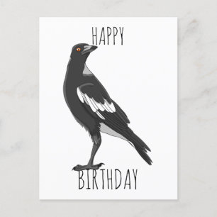 Carte postale Joyeux Anniversaire avec Magpie aust