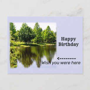 Carte Postale Joyeux Anniversaire, avec Photographie d'un Étang 