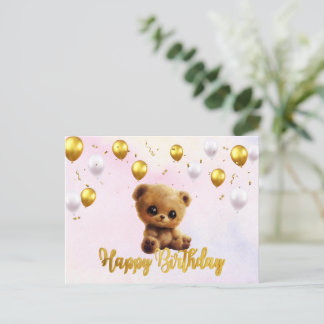 Carte postale "Joyeux anniversaire" avec un ours e