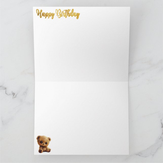 Carte postale "Joyeux Anniversaire" avec un ours e (Intérieur)